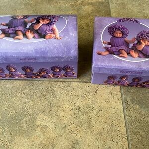 Two Anne Geddes Jewelry Boxes Purple Babies
